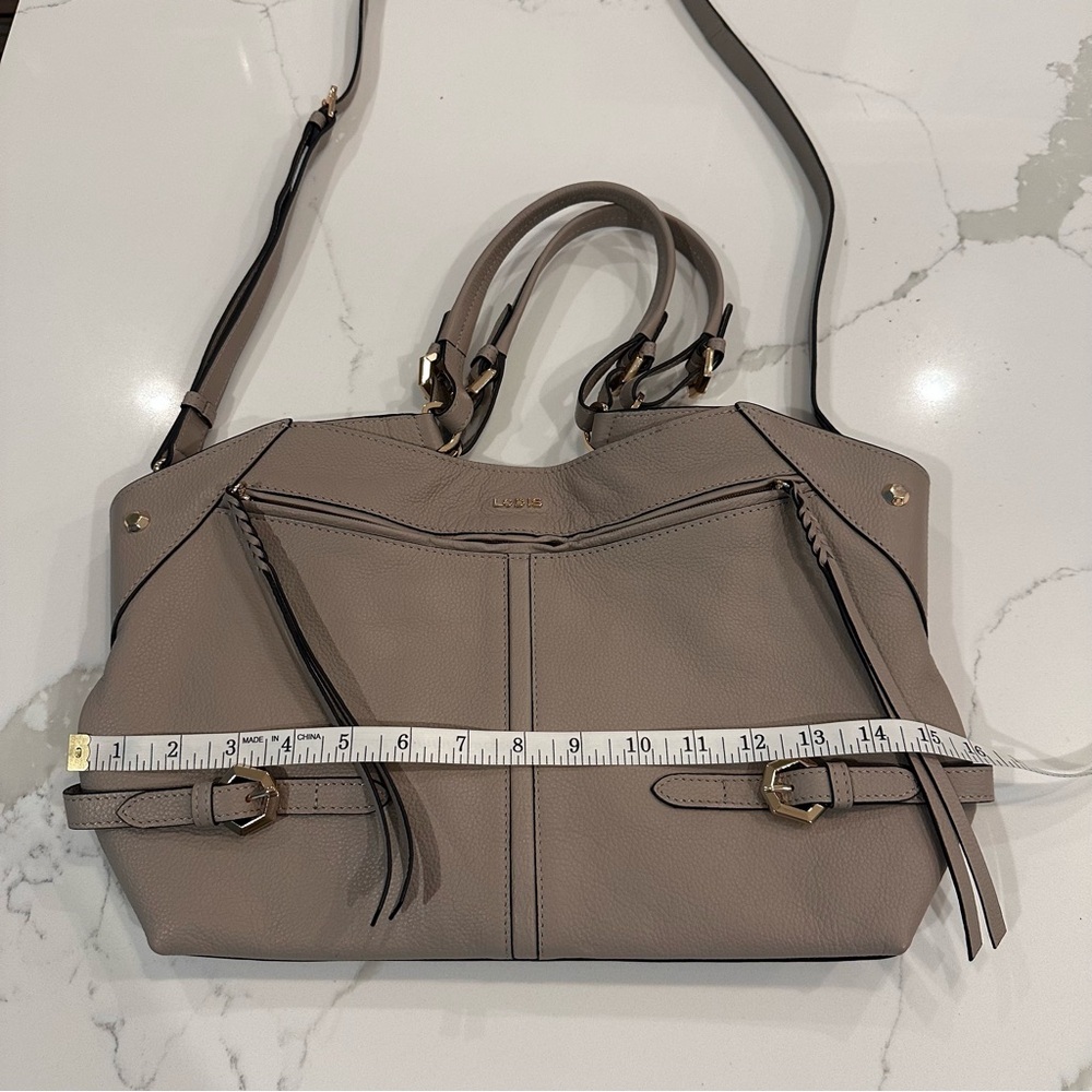 LODIS NWT Nikki Pebbled Leather Satchel Shoulder Bag Crossbody Purse Ash Gray - Picture 15 of 16
